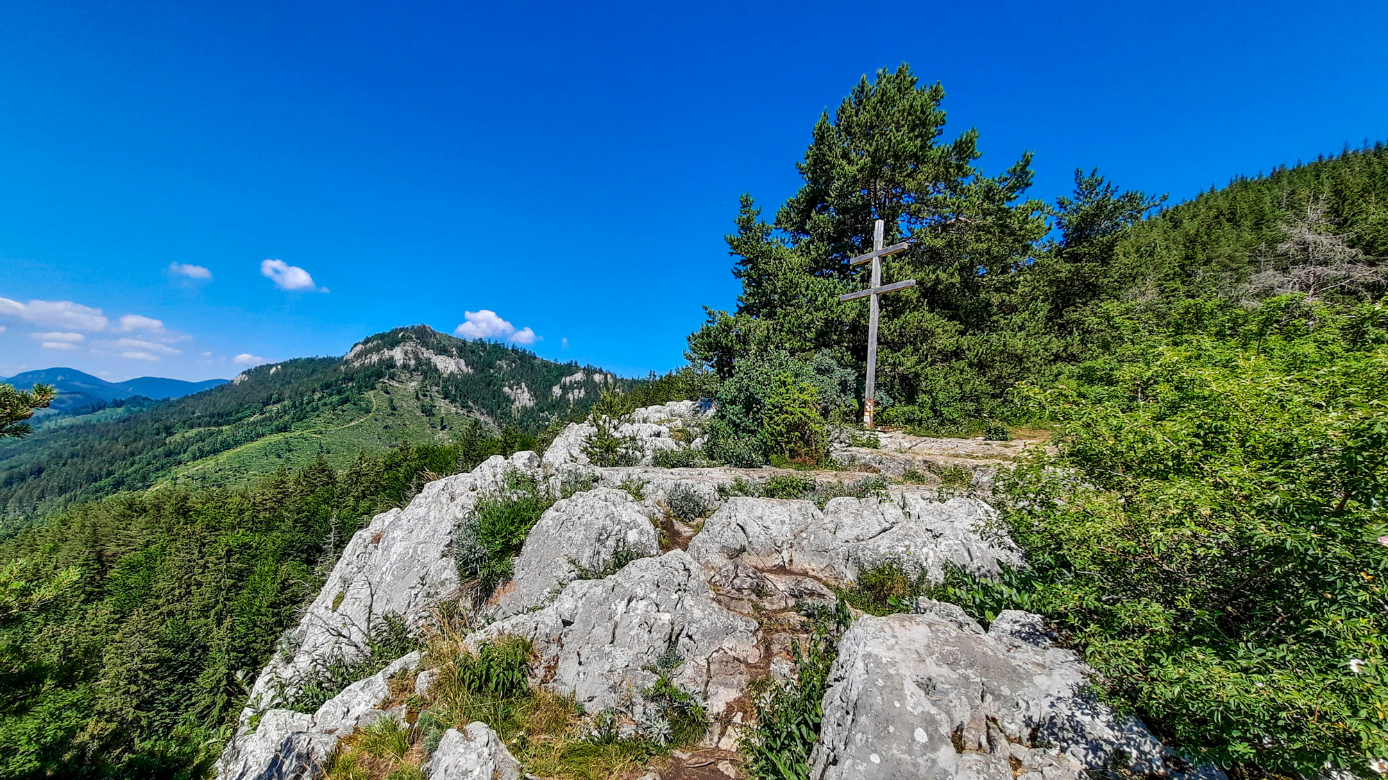 Na Čerenovej skale, v pozadí vrch Pravnáč.