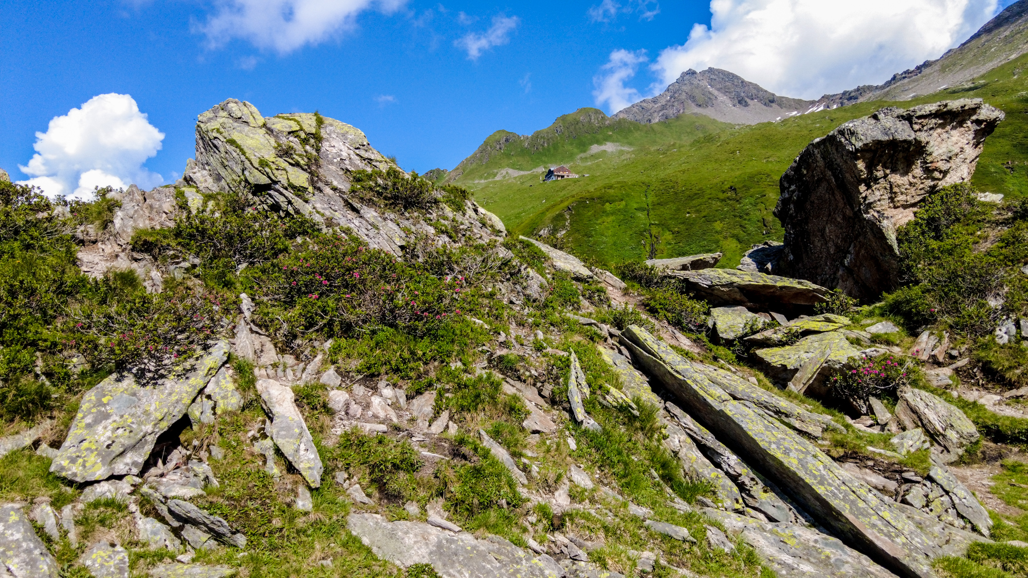 Pohľad na Edelhütte a Ahornspitze