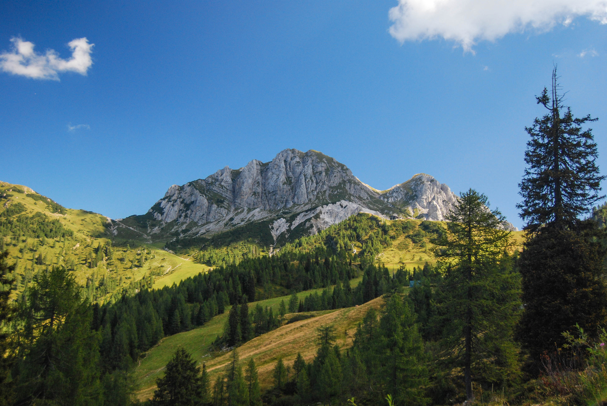 Vrch Gartnerkofel 2195 m, pohľad z rakúsko-talianskej hranice