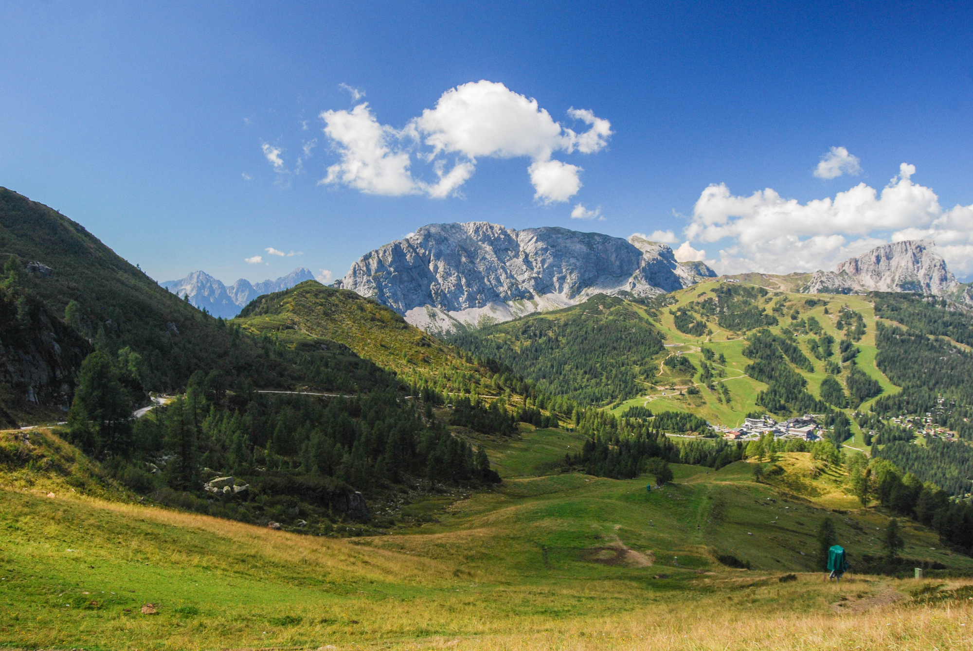 Pohľad spať na Monte Cavallo / Rosskofel (2239 m), ktorý leží na rakúsko-talianskej hranici