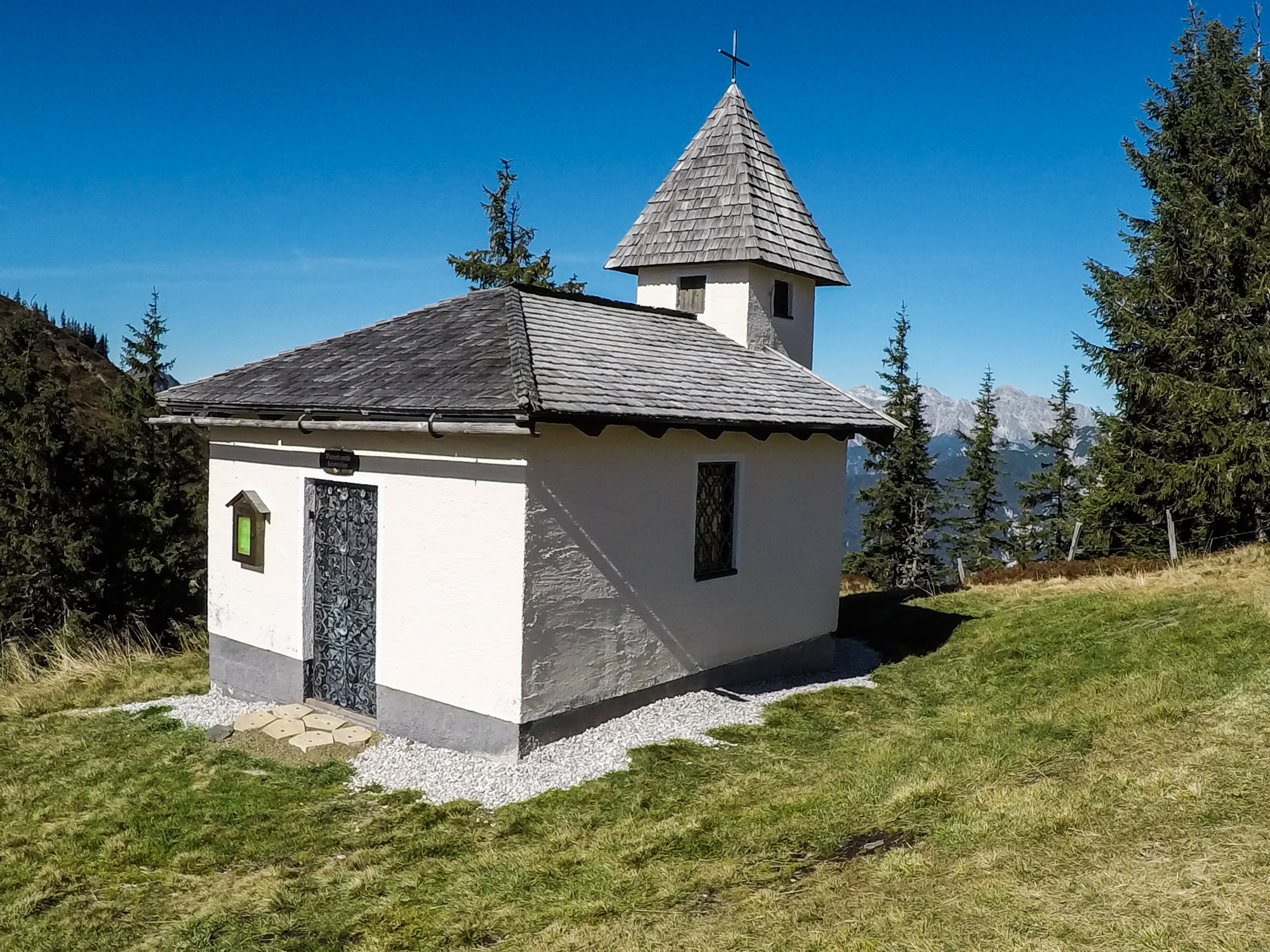 Kaplnka pri stúpaní na vrch Asitzkopf.
