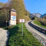 Photo 1: Start of the hiking trail along the Schafbergbahn cogwheel railway in the village of St. Wolfgang