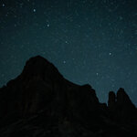 Photo 8: Sextner Stein and Toblinger Knoten, with the Big Dipper in the sky above them